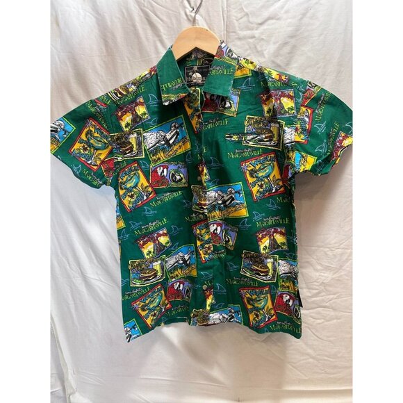 Jimmy Buffett's Margaritaville Womens Button Down Hawaiian Shirt Medium Green - Picture 1 of 9
